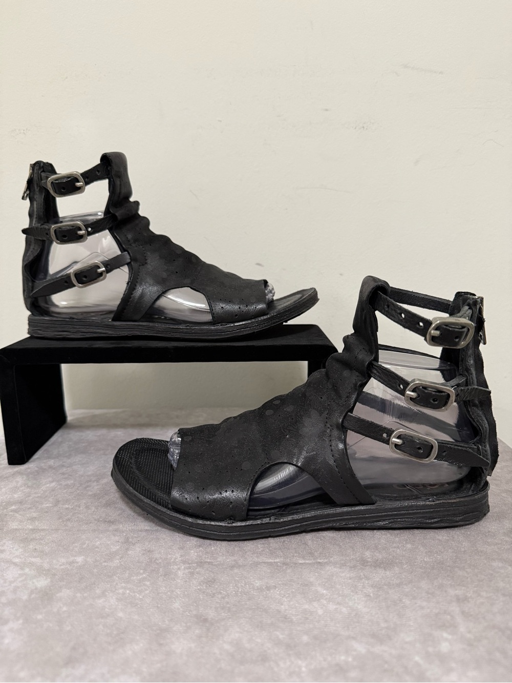 AS98 Black Floral Ramos Sandals Size 39